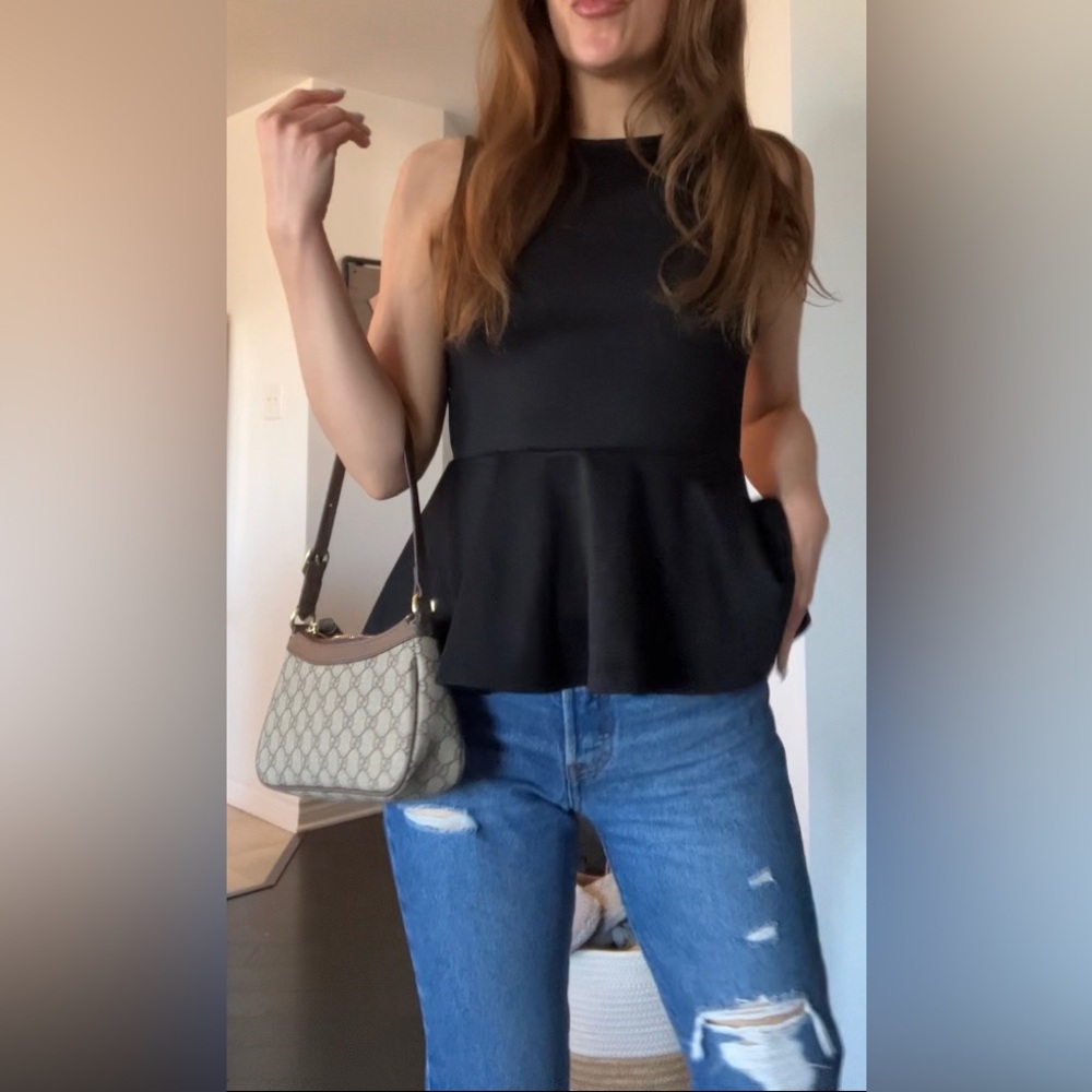 Peplum black sleeveless top - Picture 8 of 9